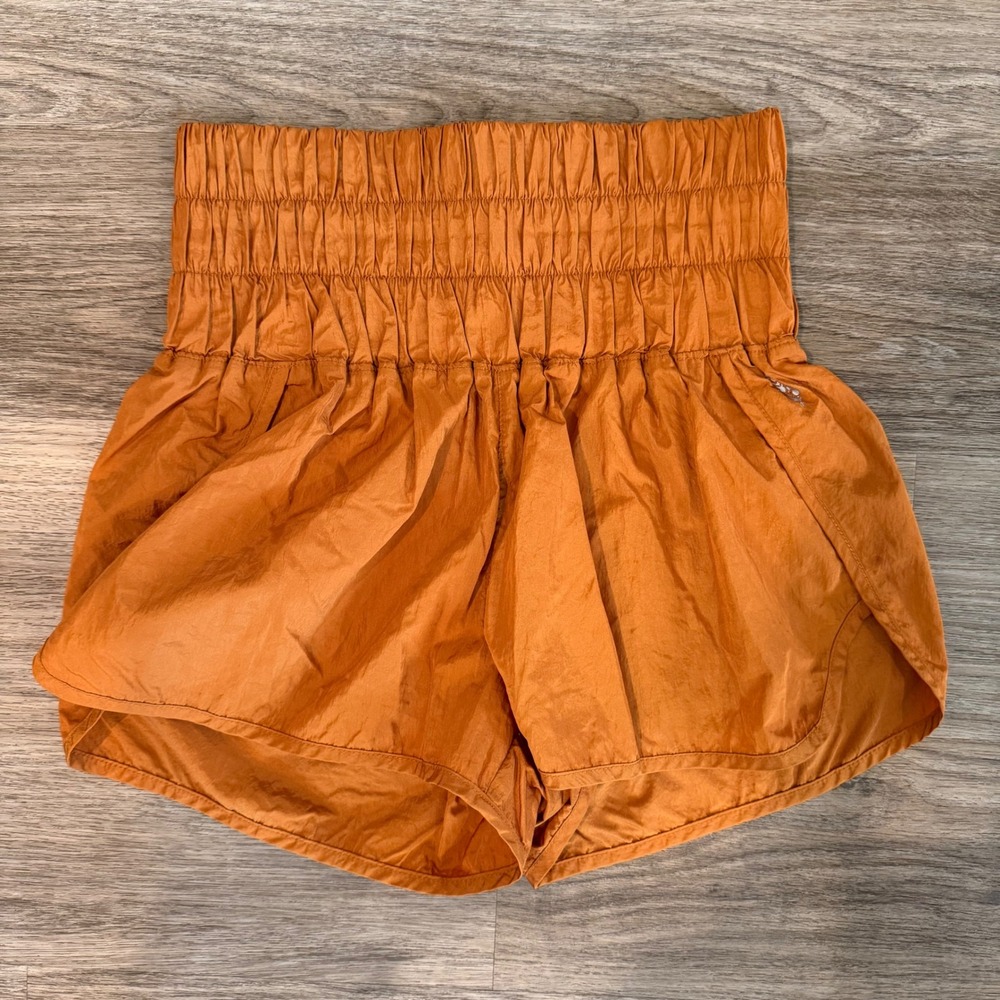 Free People FP Movement The Way Home Shorts Burnt Orange Rust High Waist Small